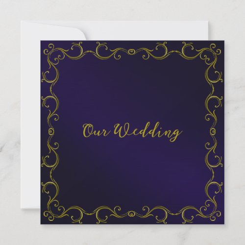 Elegant Gold Scroll Border Wedding Invitation