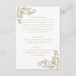 Elegant gold scroll guest information enclosure card