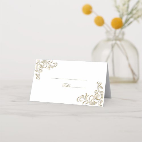 Elegant gold scroll table place card