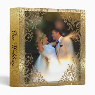Elegant Gold Scroll Wedding Binder Album