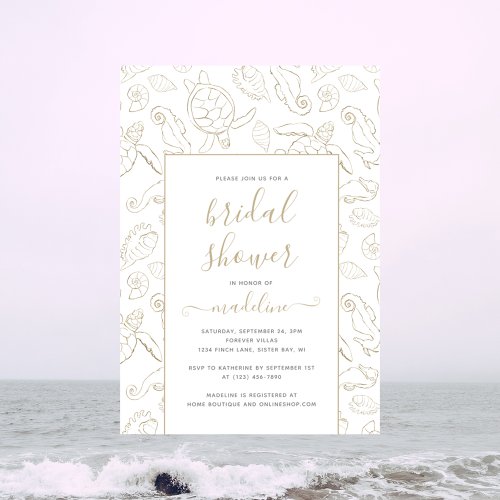 Elegant Gold Sea Ocean Bridal Shower Invitation