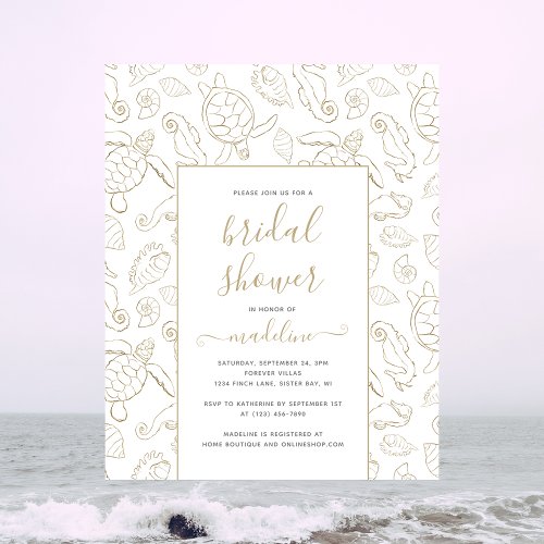 Elegant Gold Sea Ocean Bridal Shower Invitation Flyer