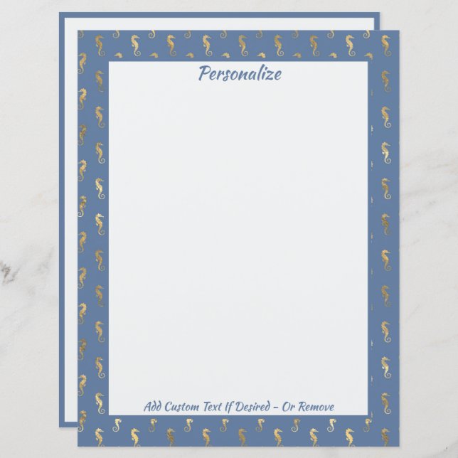 Elegant Gold Seahorses Ocean Beach Theme  (Front/Back)