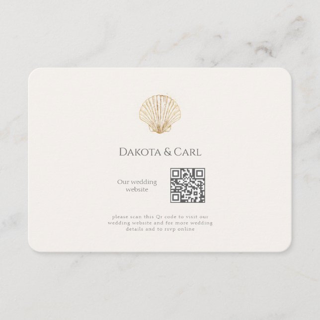 Elegant Gold Seashell Website Enclosure Card (Front)