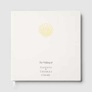 Elegant Gold Seashell Wedding Foil Guest Book