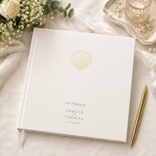 Elegant Gold Seashell Wedding Foil Guest Book