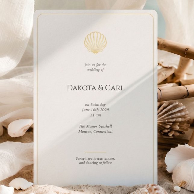 Elegant Gold Seashell Wedding invitation Foil Invitation (Elegant Gold Seashell Wedding invitation Foil Invitation)