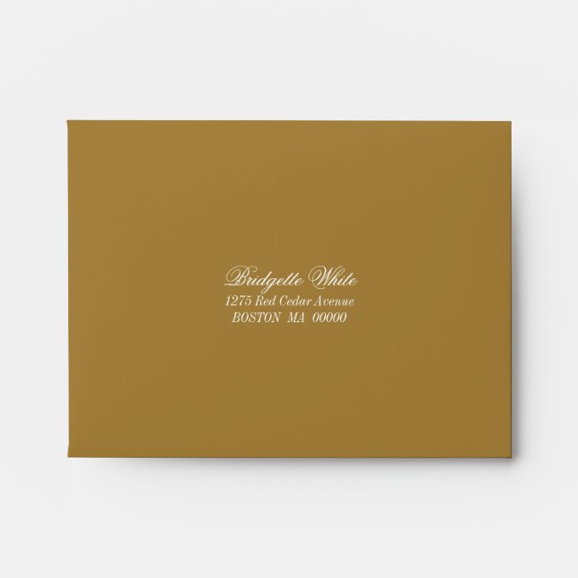 Elegant Gold Self Addressed Wedding Envelope (Front)