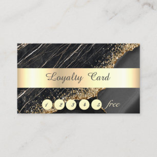 Elegant ,Gold Sequins,Black Marble Loyalty Card