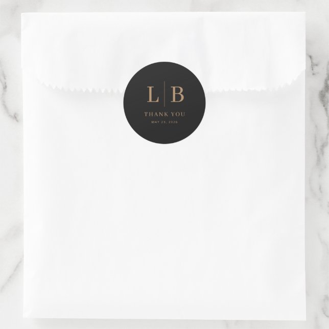 Elegant Gold Serif Thank You Card Classic Round Sticker (Bag)