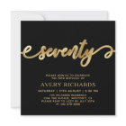 Elegant Gold Seventy Script Black 70th Birthday