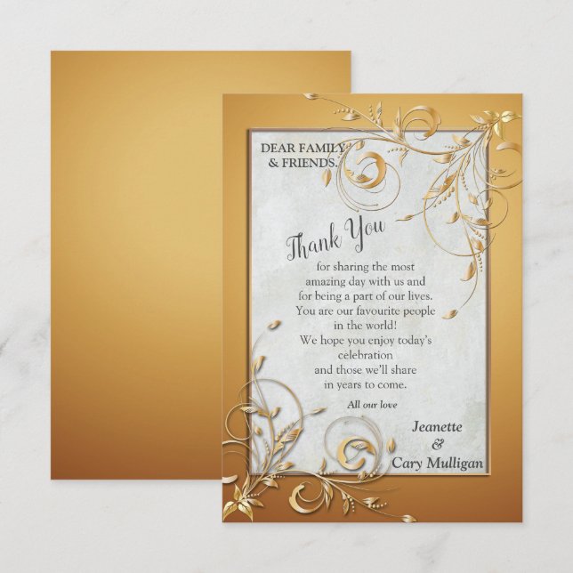 Elegant Gold shades & Abstract flowers RSVP Card (Front/Back)