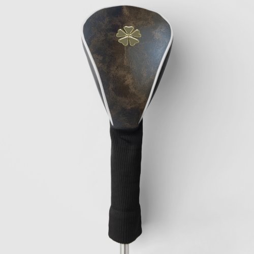 Elegant Gold Shamrock Leather Look Golf Head Cover