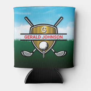 Elegant Gold Shield Golf Monogram Design Can Coole Cooler