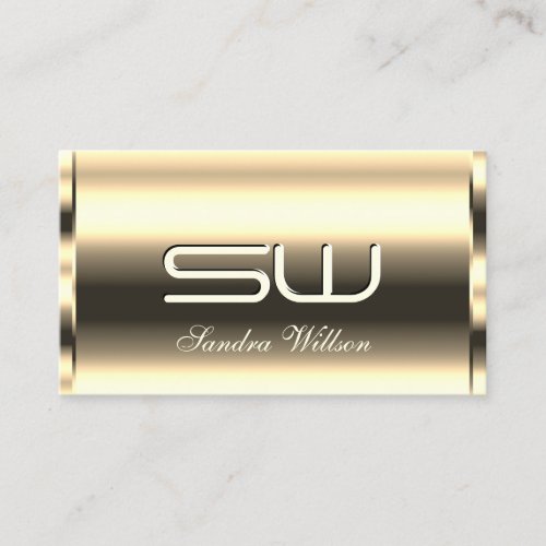 Elegant Gold Shimmer Effect 3D Initials Quality Business Card