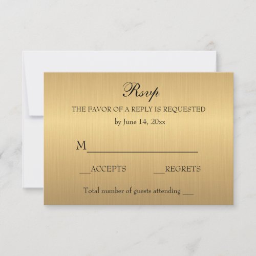  Elegant Gold Shimmer Wedding Anniversary RSVP Card