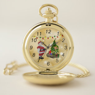 Elegant, Gold, Shiny, Christmas Pocket Watch