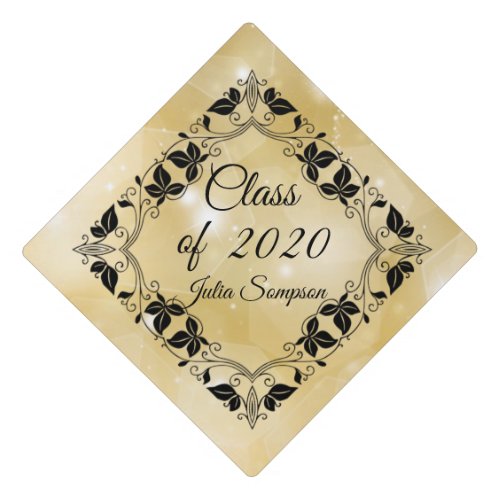 ElegantGoldShinyOrnamentalPersonalize Graduation Cap Topper