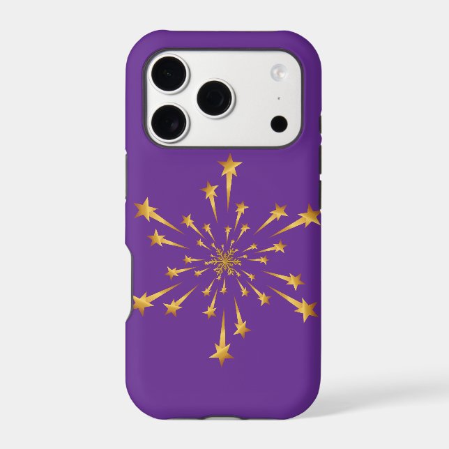 Elegant Gold Shooting Star Snowflake Fireworks Case-Mate iPhone Case (Back)