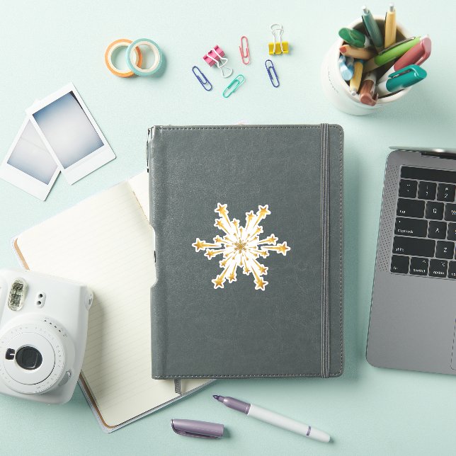 Elegant Gold Shooting Star Snowflake Fireworks Sticker (iPad Cover)