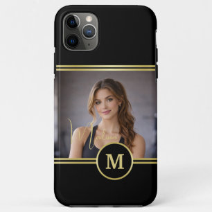 Elegant Gold Signature Monogram with Photo iPhone 11 Pro Max Case