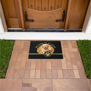 Elegant Gold Signature Monogram with Photo Doormat