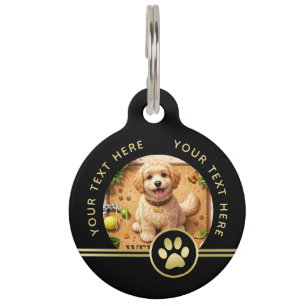 Elegant Gold Signature Monogram with Photo Pet ID Tag