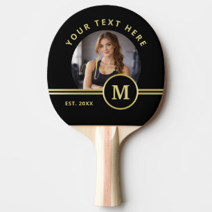 Elegant Gold Signature Monogram with Photo Ping Pong Paddle