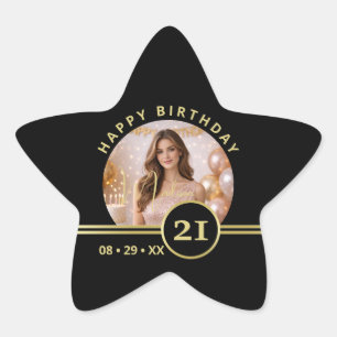 Elegant Gold Signature Monogram with Photo Star Sticker