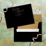 Elegant Gold Signature Script Black Return Address Envelope<br><div class="desc">Featuring signature script names,  this elegant return address envelope can be personalized with your names and address details in chic gold lettering on a black background. You can customize the background to your favourite wedding theme color. Designed by Thisisnotme©</div>