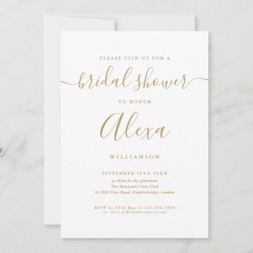 Elegant Gold Signature Script Bridal Shower Invitation