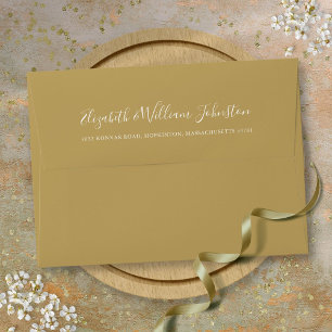 Elegant Gold Signature Script Return Address Envelope
