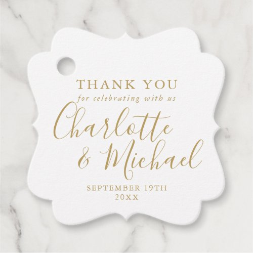 Elegant Gold Signature Script Wedding Thank You Favor Tags