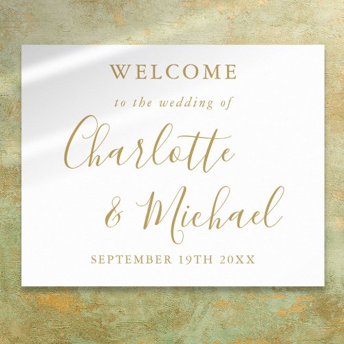 Elegant Gold Signature Script Wedding Welcome  Poster