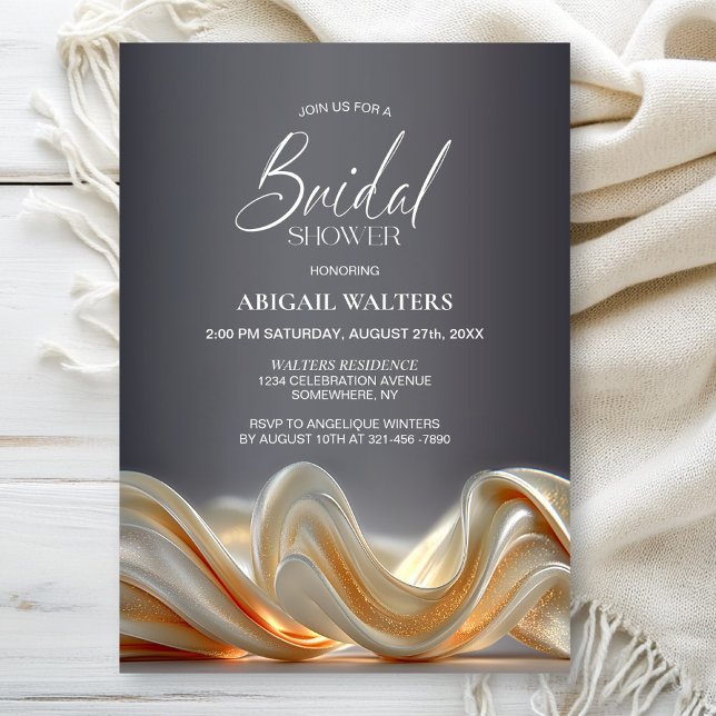 Elegant Gold Silk Bridal Shower Invitation (Creator Uploaded)