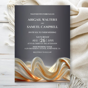 Elegant Gold Silk Wedding  Invitation