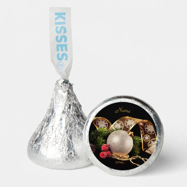 Elegant Gold Silver Black Luxe Winter Holiday Hershey®'s Kisses® (Front)