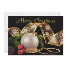 Elegant Gold Silver Black Xmas Holiday Greeting