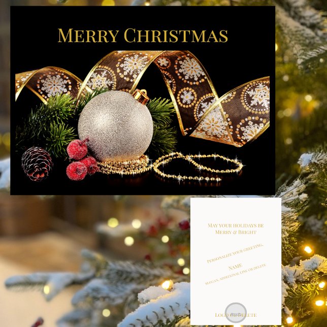 Elegant Gold Silver Black Xmas Holiday Greeting (Creator Uploaded)