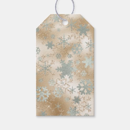 Elegant Gold Silver Christmas Snowflake Pattern Gift Tags