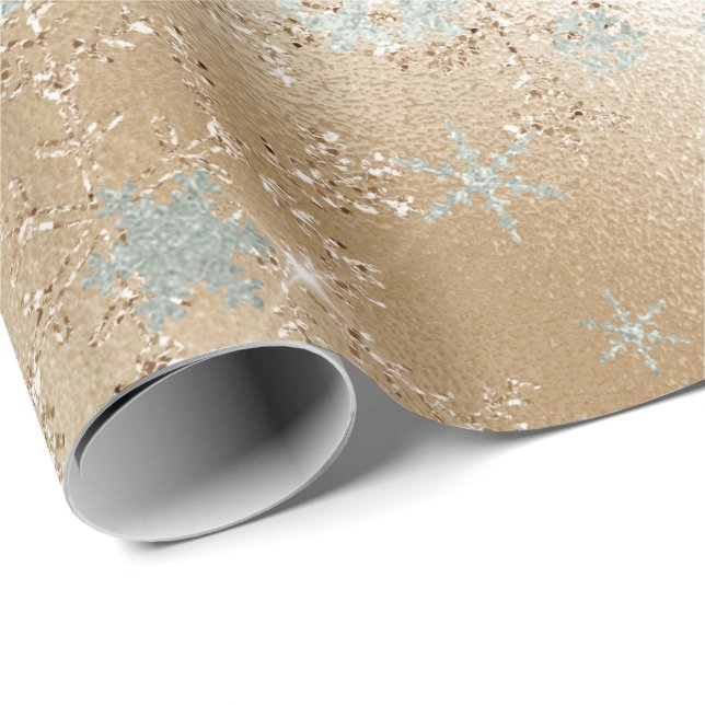 Elegant Gold Silver Christmas Snowflake Pattern Wrapping Paper (Roll Corner)