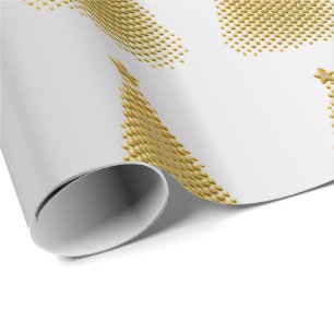 Elegant Gold & Silver Christmas Tree Pattern Wrapping Paper