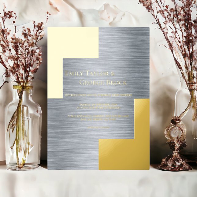 Elegant Gold Silver Classy Luxury Modern Wedding Foil Invitation (Creator Uploaded)