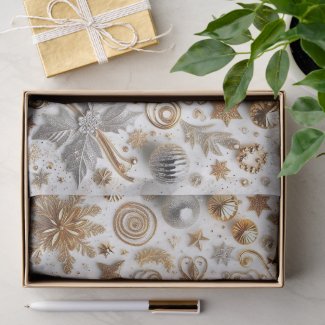 Elegant Gold Silver Flourish Christmas Craft  Tissue Paper