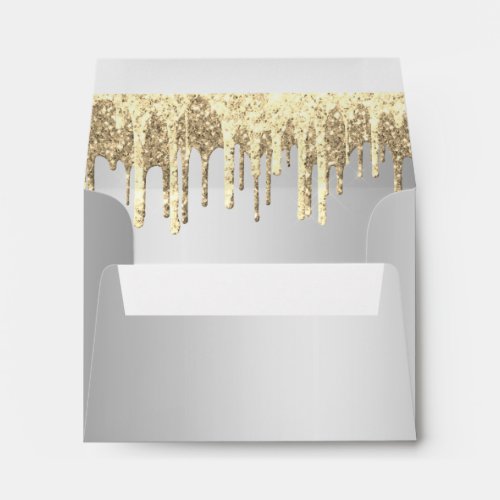 Elegant gold  silver glitter drips envelope