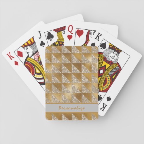 Elegant Gold Silver Glitter Pattern Personalize Poker Cards