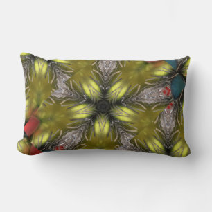 Elegant Gold Silver Kaleidoscope Christmas Star Lumbar Pillow