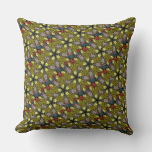 Elegant Gold Silver Kaleidoscope Christmas Star Throw Pillow