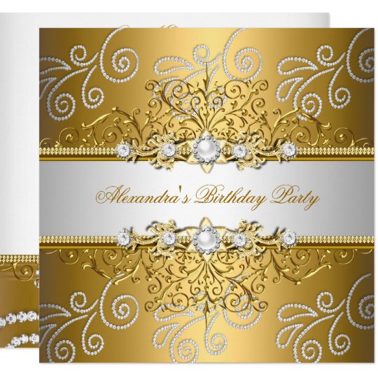 Elegant Gold Silver Lace Diamond Overlay Party Invitation Zazzle Com