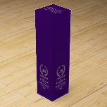 Elegant Gold & Silver Laurel Wreath On Purple Wine Box<br><div class="desc">Elegant,  simple,  monogrammed wine box design.
Gold and silver laurel wreath with a customizable monogram. Purple changeable background and customizable text template.</div>
